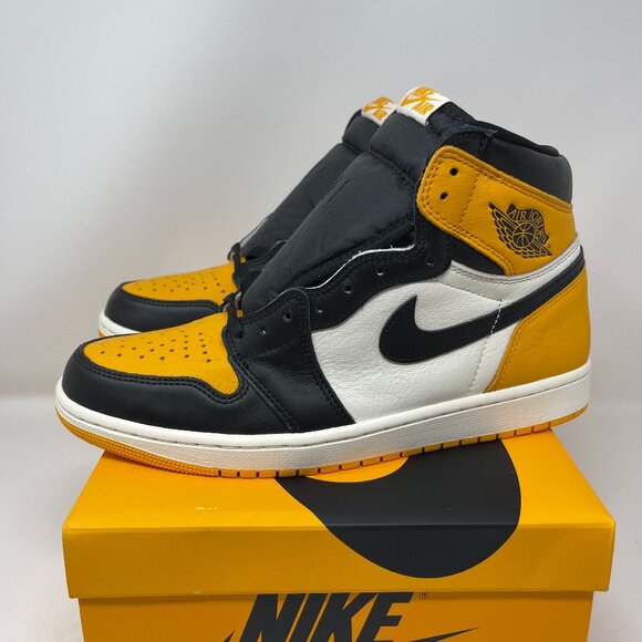 Nike Air Jordan 1 Retro High OG Taxi Yellow Toe Black Men's Sizes - Picture 3 of 8